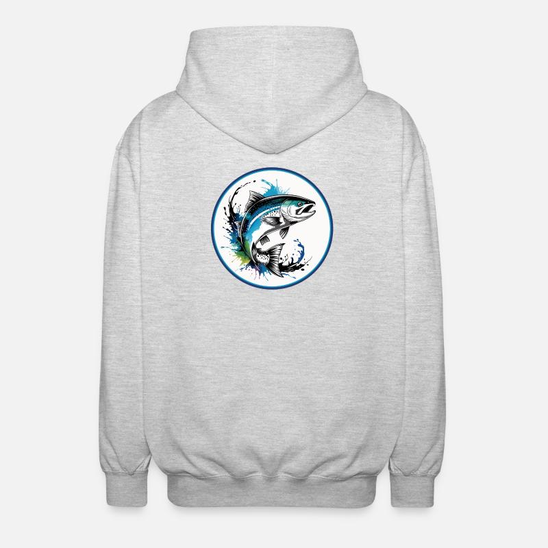 Jumping Salmon - Unisex Hooded Jacket - light heather grey
