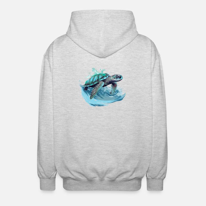 Neon Sea Turtle Wave Dance - Unisex Hooded Jacket - light heather grey