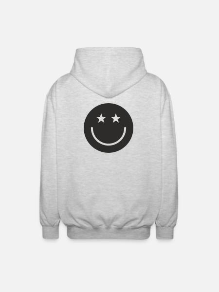 Smiley Design – Minimal & Positiv - Unisex Kapuzenjacke - Hellgrau meliert