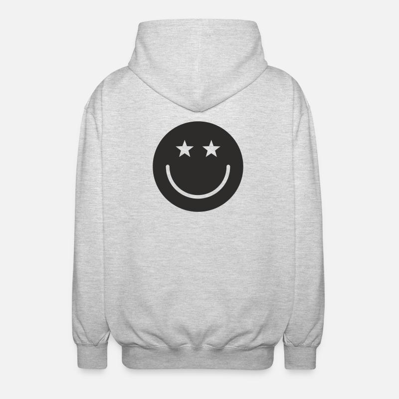 Smiley Design – Minimal & Positive - Unisex Hooded Jacket - light heather grey