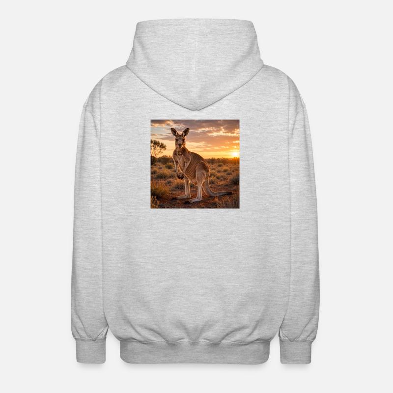 Kangourou au coucher du soleil - Veste à capuche unisexe - gris clair chiné