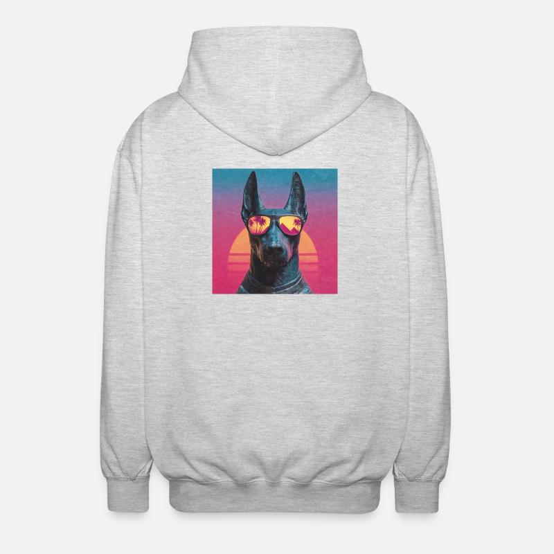 Anubis Synthwave - Dieu en vacances - Veste à capuche unisexe - gris clair chiné