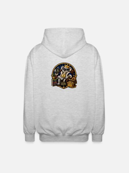 Königskoala: Fokus, Reichtum & Ziele - Unisex Kapuzenjacke - Hellgrau meliert