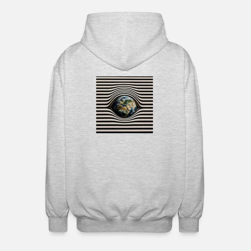 Earth in Optical Wave Pattern - Unisex Hooded Jacket - light heather grey