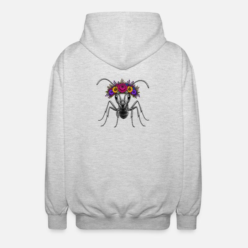 Blütenkrone-Ant Ameise - Unisex Kapuzenjacke - Hellgrau meliert