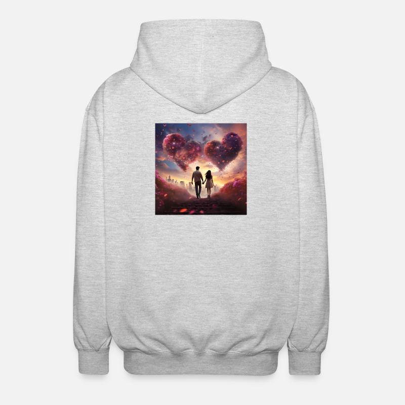 Heart cloud in evening light - Unisex Hooded Jacket - light heather grey