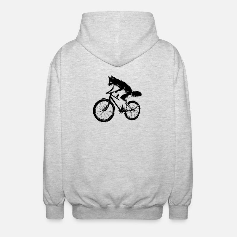 Funny Bicycle Fox - Unisex Hooded Jacket - light heather grey