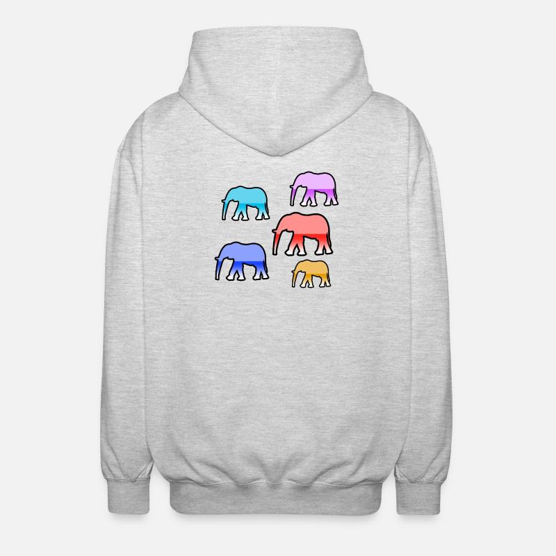 Éléphants - Veste à capuche unisexe - gris clair chiné
