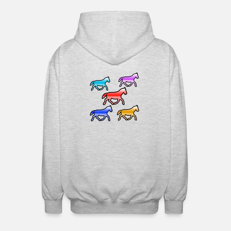 horses - Unisex Hooded Jacket - light heather grey