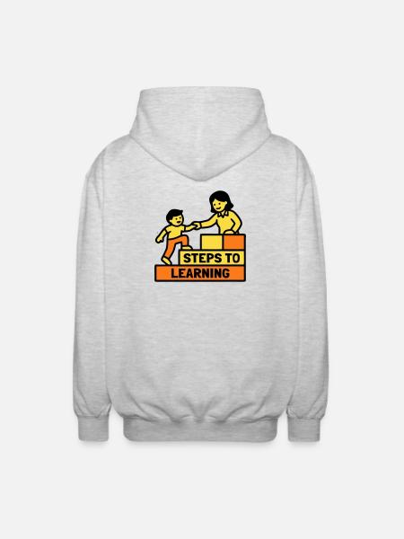 Steps to Learning Schule Logo - Unisex Kapuzenjacke - Hellgrau meliert