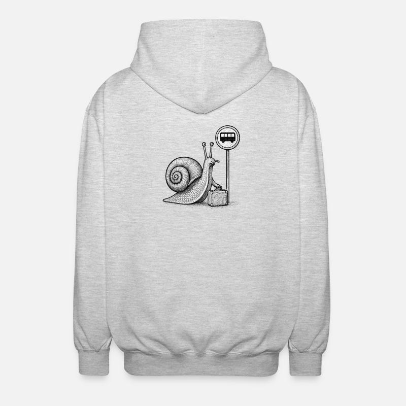 Un escargot en route - Veste à capuche unisexe - gris clair chiné