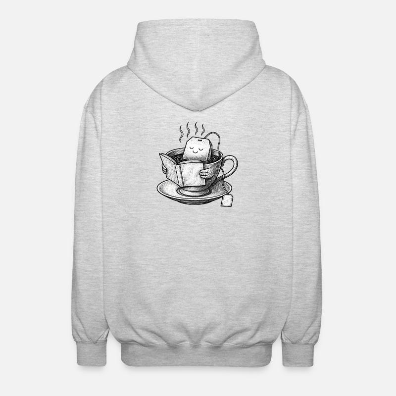 Cozy Tea Cup Reader - Unisex Hooded Jacket - light heather grey