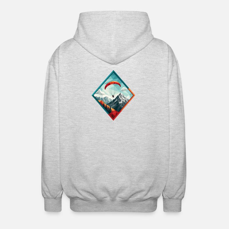 Paraglider über Berglandschaft - Unisex Kapuzenjacke - Hellgrau meliert