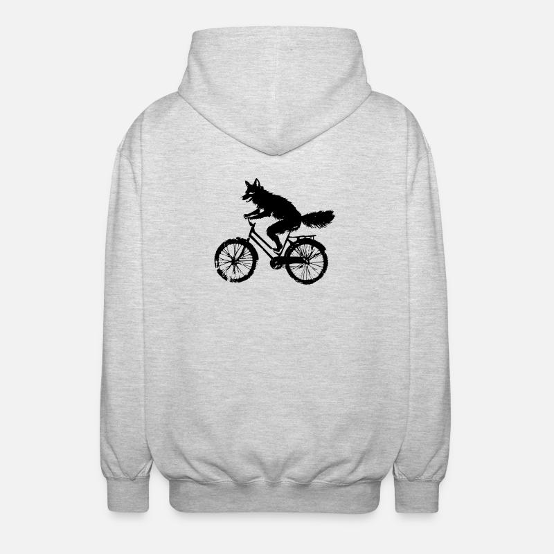 Bicycle Fox - Unisex Hooded Jacket - light heather grey