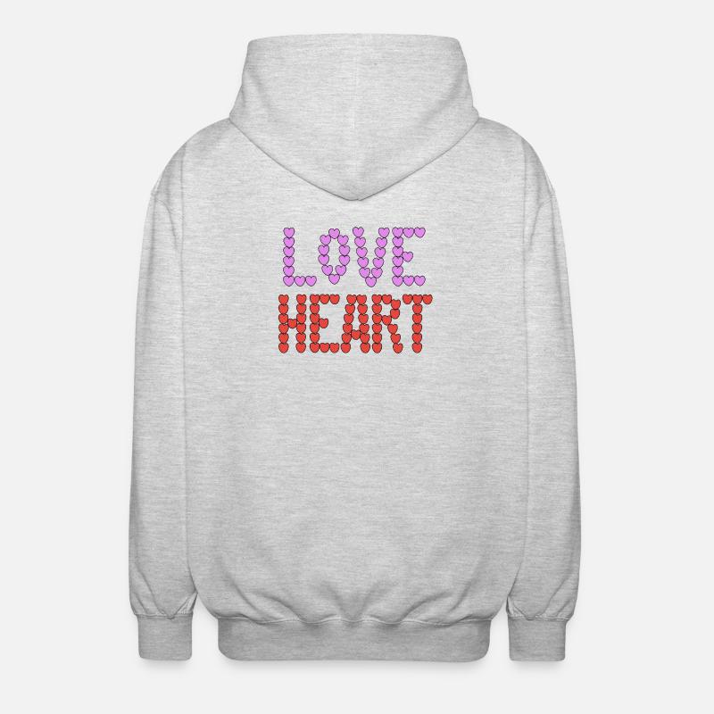 Typographie de Love Heart - Veste à capuche unisexe - gris clair chiné
