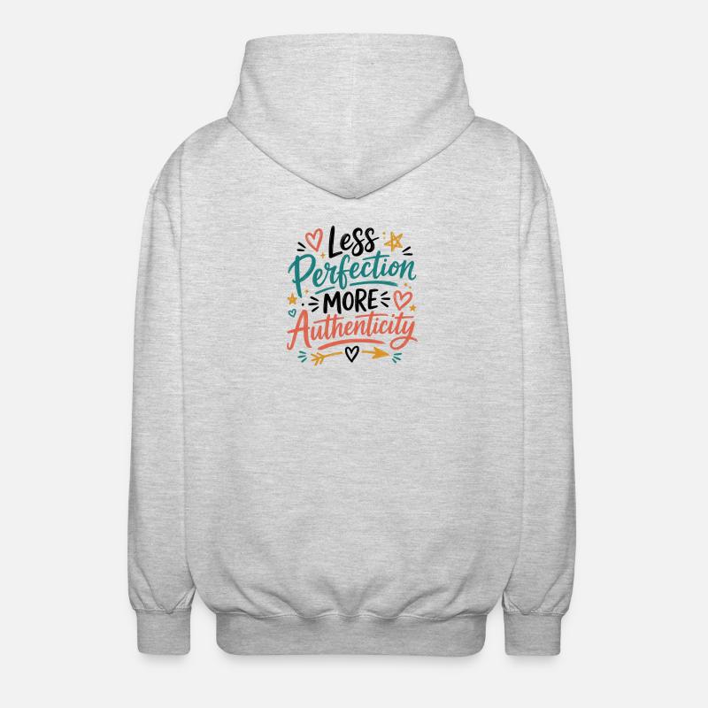 Authenticity over Perfection illustration - Unisex Hooded Jacket - light heather grey