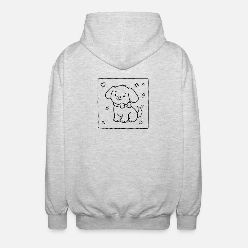 Petit chiot mignon | Lulu Lotus - Veste à capuche unisexe - gris clair chiné