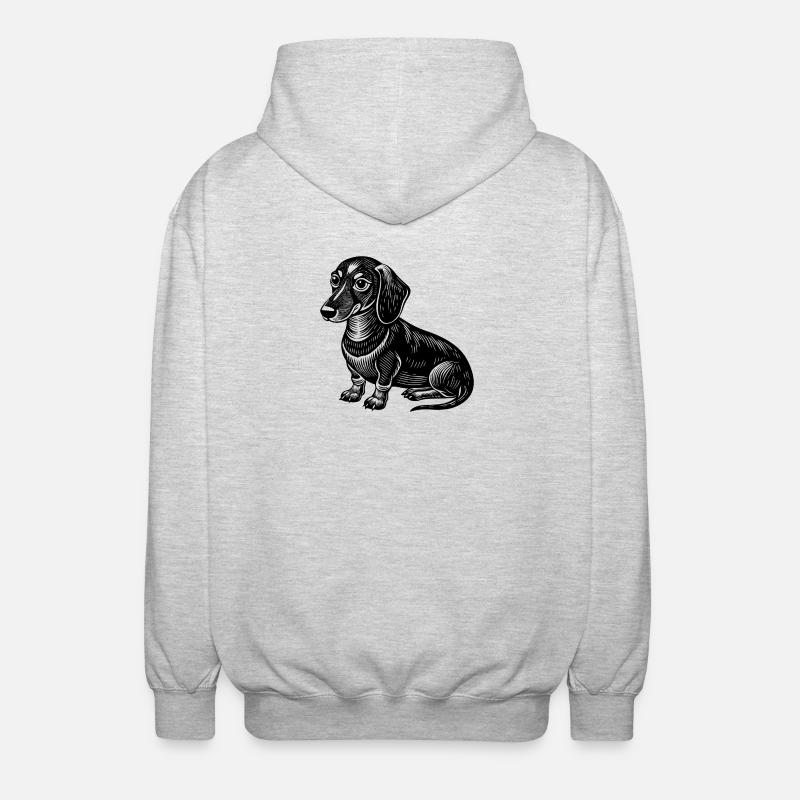 Dachshund sitting - Unisex Hooded Jacket - light heather grey