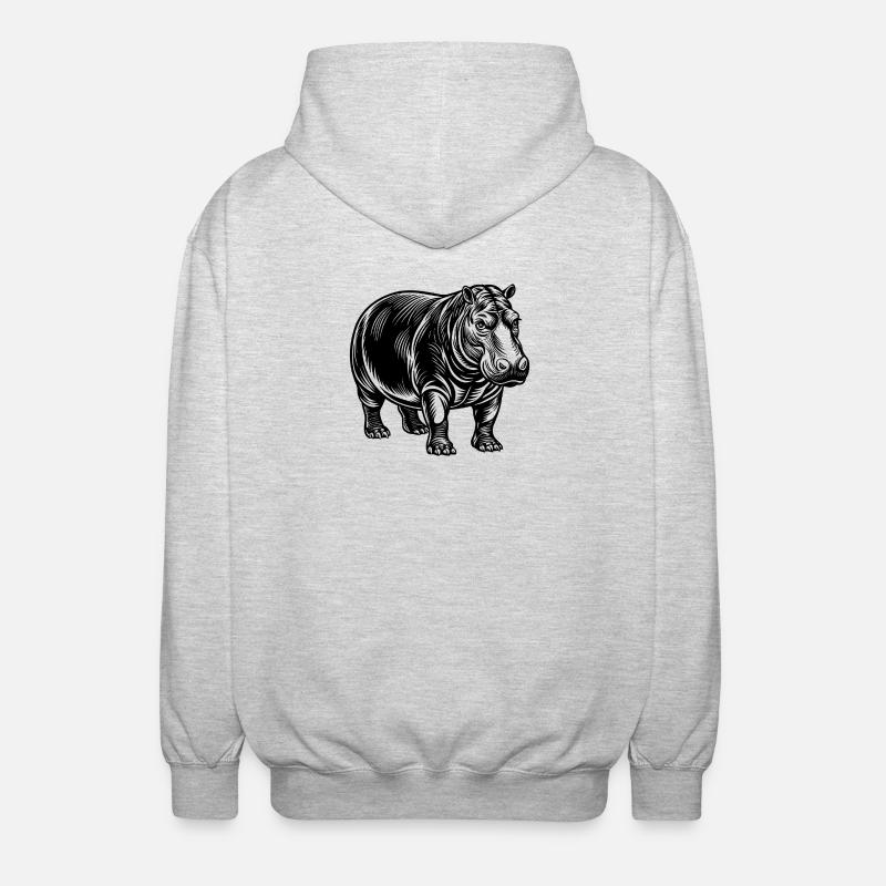 Nilpferd - Unisex Kapuzenjacke - Hellgrau meliert