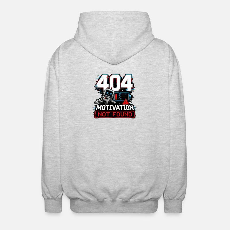 404 Motivation Not Found Roboter - Unisex Kapuzenjacke - Hellgrau meliert