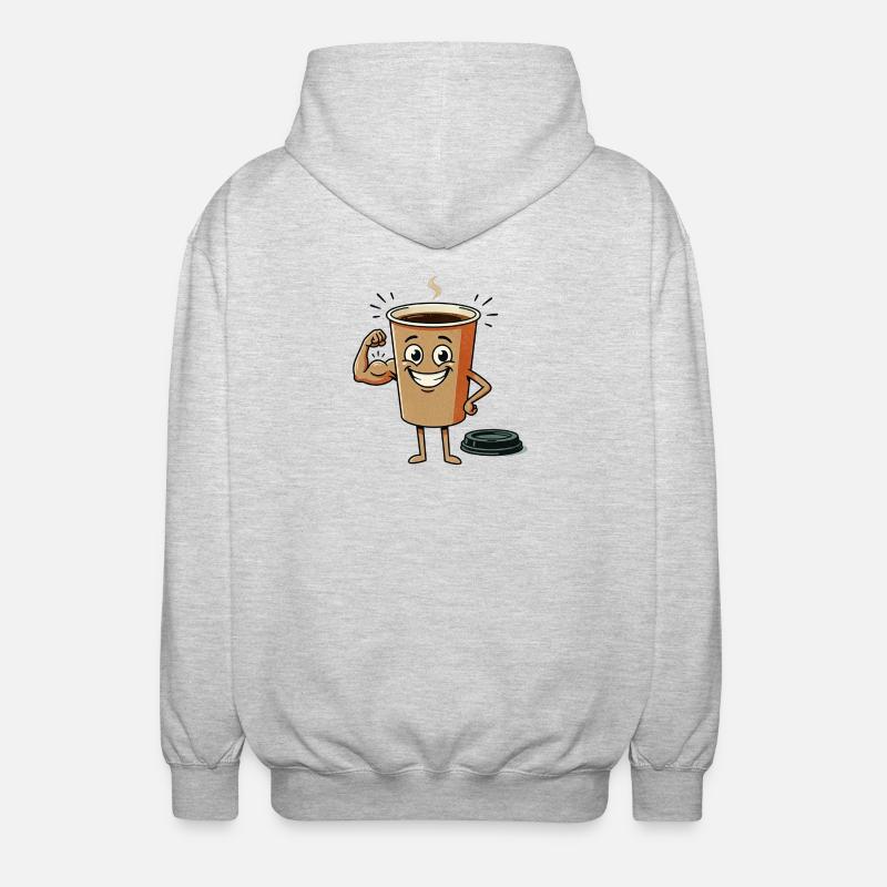 Energetic Coffee Cup Figure - Unisex Hooded Jacket - light heather grey