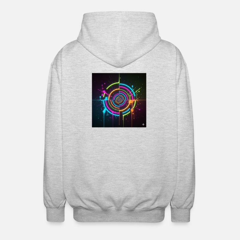Neon Circle Splatter - Unisex Hooded Jacket - light heather grey