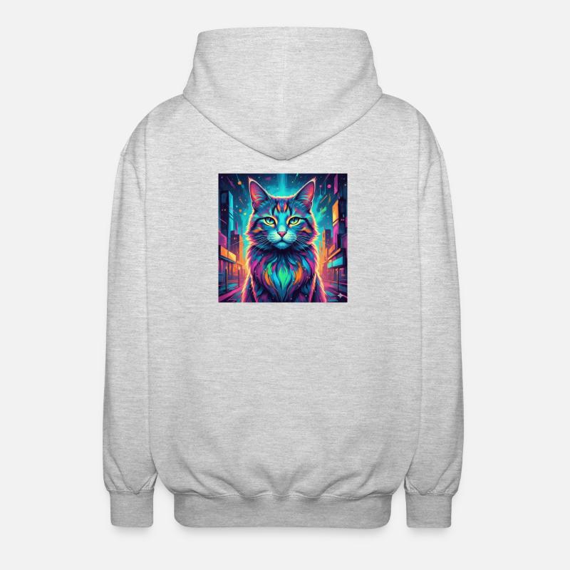 Chat néon - Veste à capuche unisexe - gris clair chiné