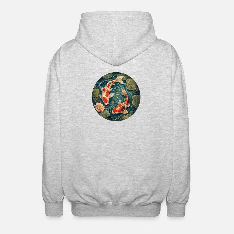 Koi Pond - Unisex Hooded Jacket - light heather grey
