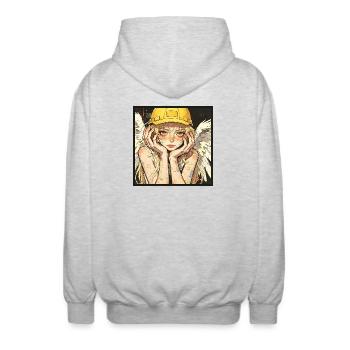 Geflügelter Arbeiter-Träumer - Unisex Kapuzenjacke - Hellgrau meliert - Hinten - AI Model Male 185 light (185cm)