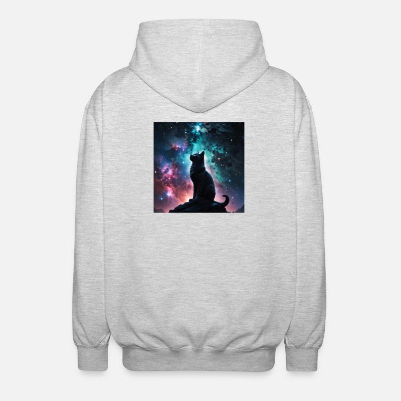 kosmische Katze - Unisex Kapuzenjacke - Hellgrau meliert