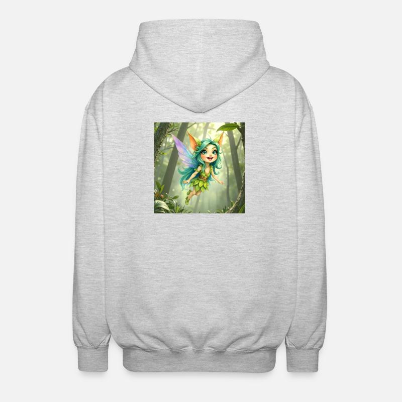 Fée de la Forêt d’Émeraude - Veste à capuche unisexe - gris clair chiné