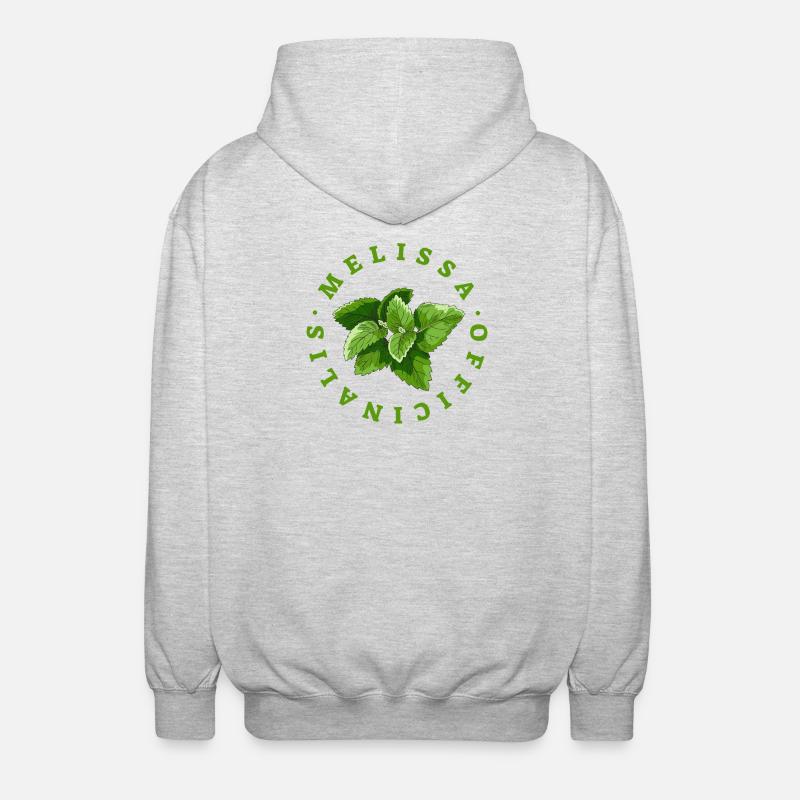 Lemon Balm Leaf Circular Emblem - Unisex Hooded Jacket - light heather grey