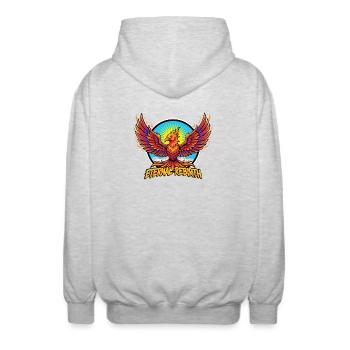 EWIGE WIEDERGEBURT - Unisex Kapuzenjacke - Hellgrau meliert - Hinten - AI Model Male 185 light (185cm)