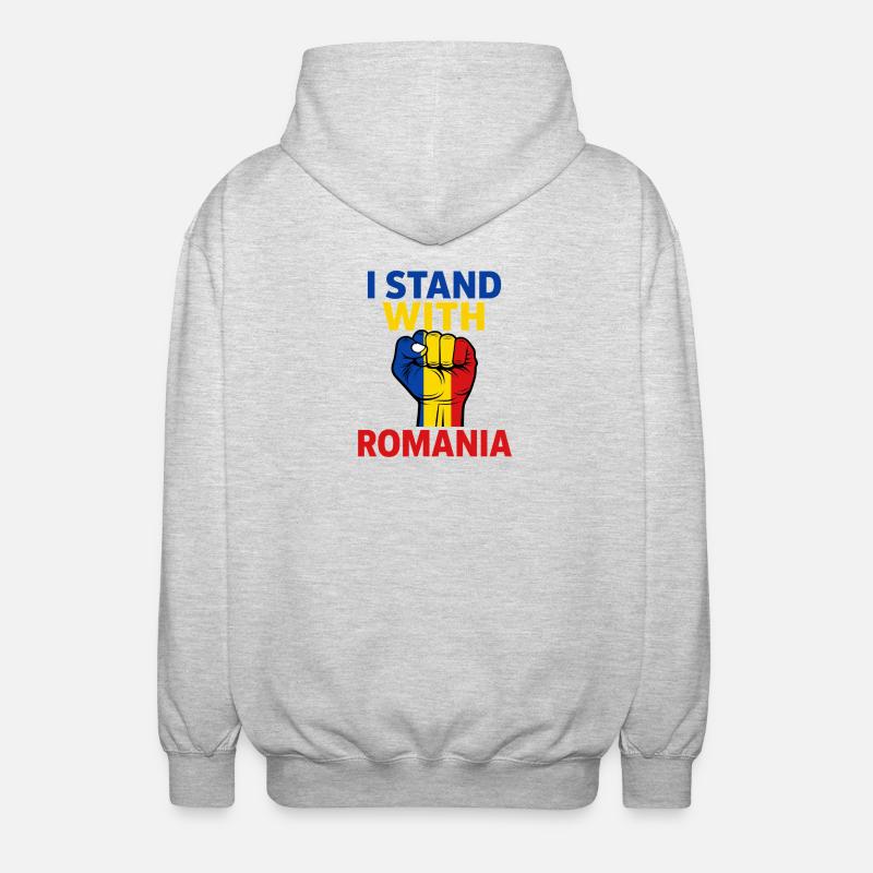 Support for Romania - Unisex Hooded Jacket - light heather grey