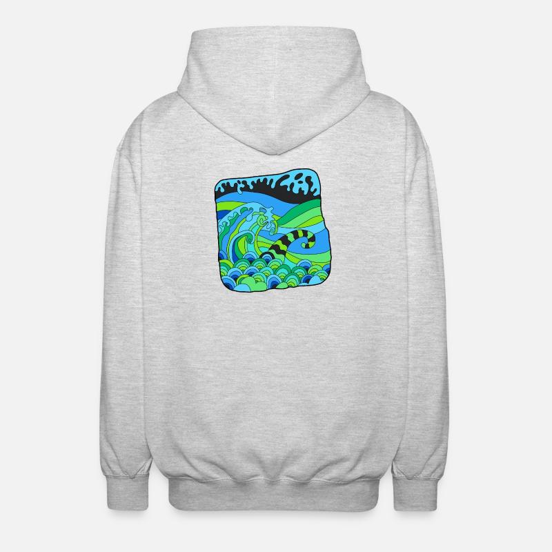 Green Deco Waves - Unisex Kapuzenjacke - Hellgrau meliert