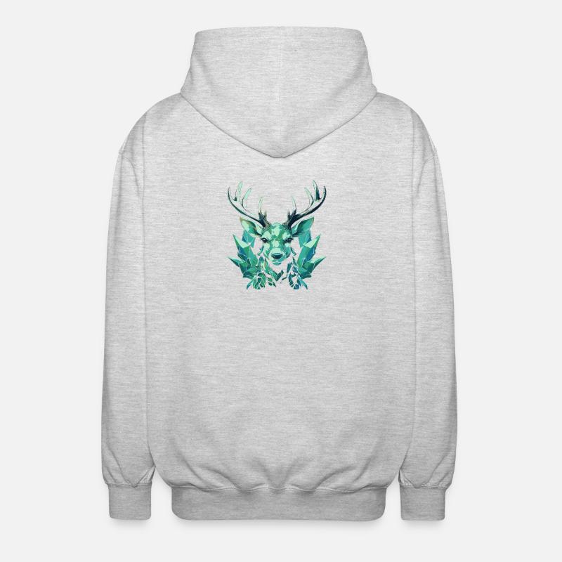 Cerf de cristal géométrique - Veste à capuche unisexe - gris clair chiné