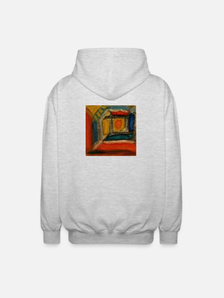 Farbiges Innenraum-Fragment - Unisex Kapuzenjacke - Hellgrau meliert