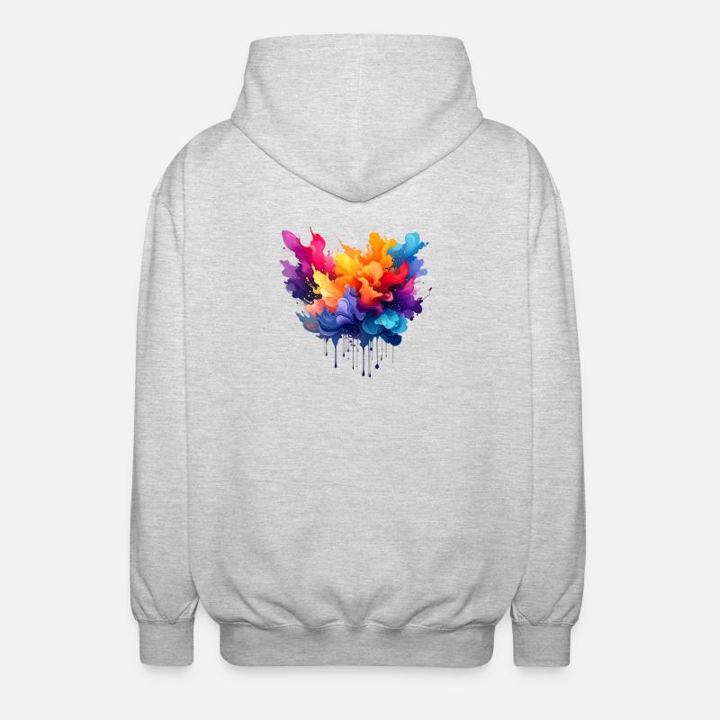Farbexplosion Farbfluss - Unisex Kapuzenjacke - Hellgrau meliert