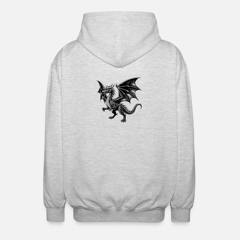 Flying dragon - Unisex Hooded Jacket - light heather grey