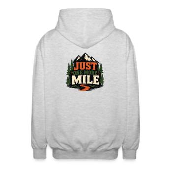 Trailrunning – Nur noch eine Meile - Unisex Kapuzenjacke - Hellgrau meliert - Hinten - AI Model Male 185 light (185cm)