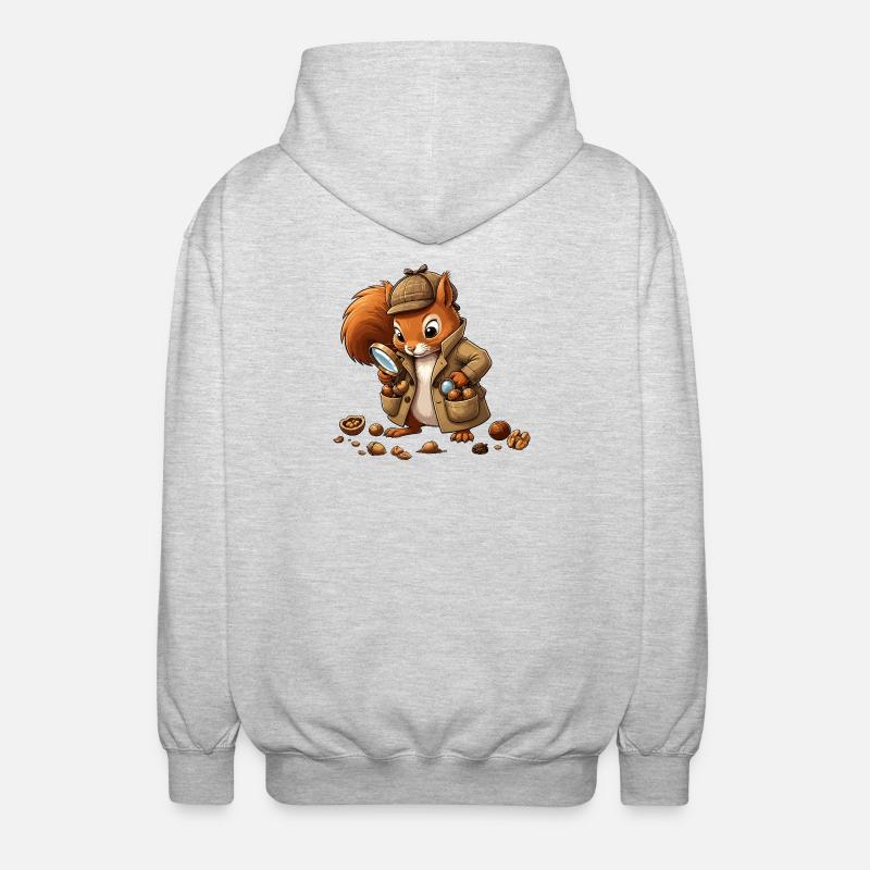 Detective Squirrel Coat - Unisex Hooded Jacket - light heather grey