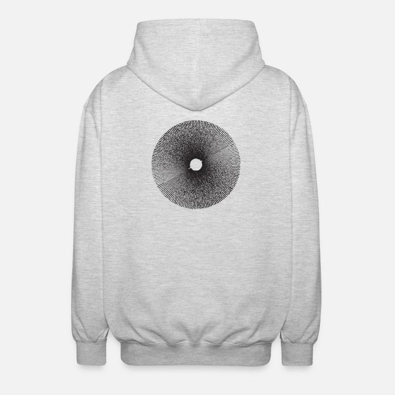 Radial Sunburst Ring Pattern - Unisex Hooded Jacket - light heather grey