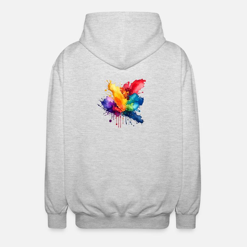 Farbspritzer Explosion - Unisex Kapuzenjacke - Hellgrau meliert