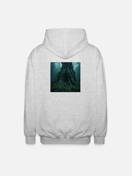 Ancient Oak – Eingang zur Unterwelt - Unisex Kapuzenjacke - Hellgrau meliert