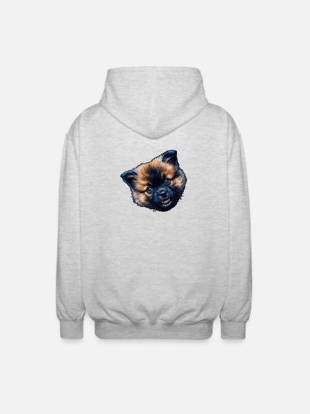 Eurasier Head Blue-eyed Fluffy - Unisex Hooded Jacket - light heather grey