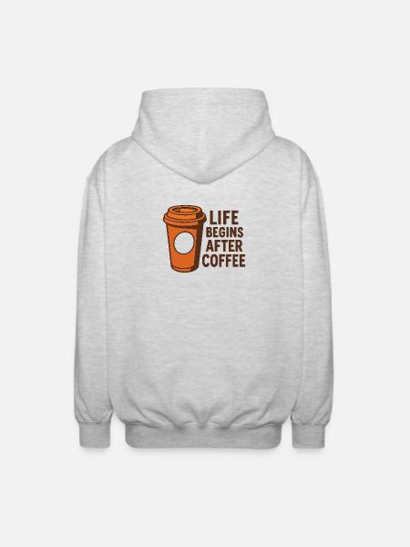 Life Begins After Coffee - Unisex Hooded Jacket - light heather grey