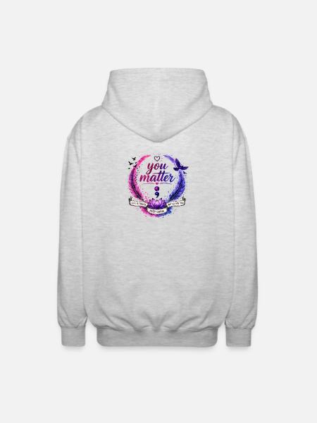 You Matter: Keep Going Circle - Unisex Hooded Jacket - light heather grey