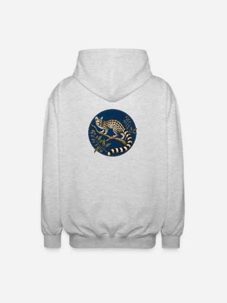 Genetta genetta – Naturalist illustration - Unisex Hooded Jacket - light heather grey