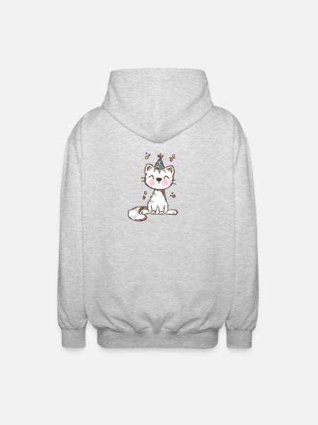 Katzenparty im Pastelllook - Unisex Kapuzenjacke - Hellgrau meliert