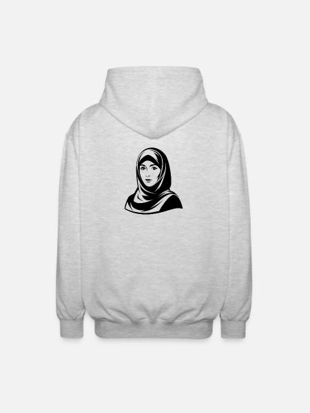 Hijab Woman - Unisex Hooded Jacket - light heather grey